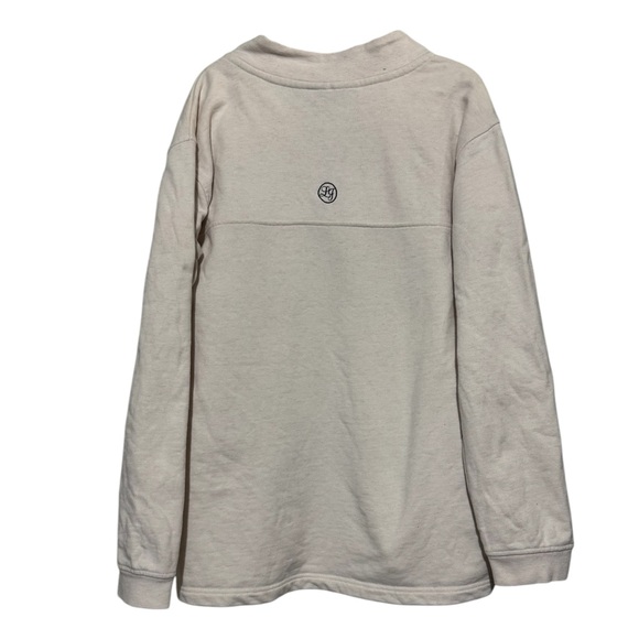 Lauren James Cream Quarter Zip Pullover Sweatshirt Medium Preppy Academia Spring - Picture 2 of 5